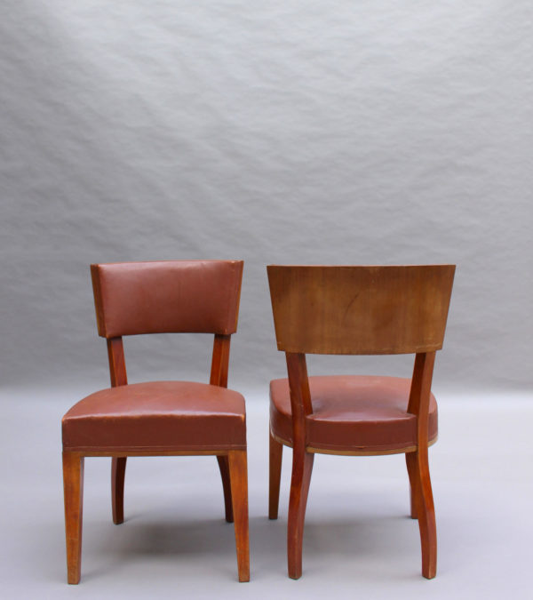 2 Fine French Art Deco Mahogany Dining Chairs - Image 4