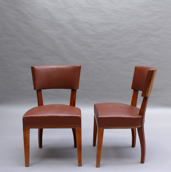 2 Fine French Art Deco Mahogany Dining Chairs - Image 5