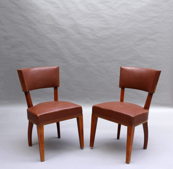 2 Fine French Art Deco Mahogany Dining Chairs - Image 2