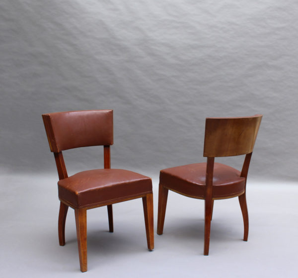 2 Fine French Art Deco Mahogany Dining Chairs - Image 3