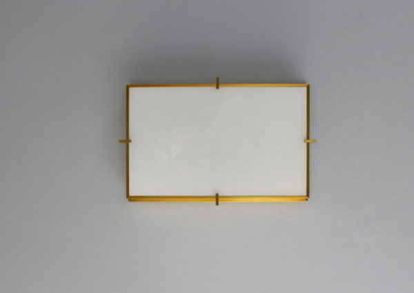 Set of Three Rectangular Glass and Bronze Ceiling Lights by Jean Perzel - Image 9