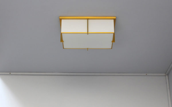 Set of Three Rectangular Glass and Bronze Ceiling Lights by Jean Perzel - Image 7