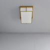Set of Three Rectangular Glass and Bronze Ceiling Lights by Jean Perzel