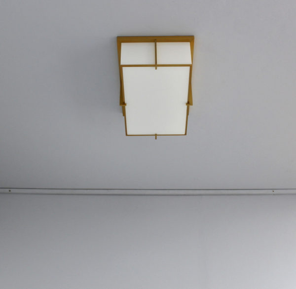 Set of Three Rectangular Glass and Bronze Ceiling Lights by Jean Perzel - Image 13