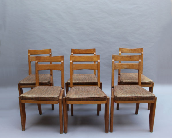 Set of 6 Fine French 1950s Oak Dining Chairs by Guillerme et Chambron - Image 20