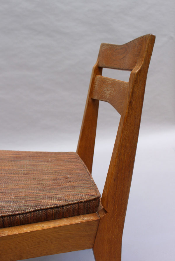 Set of 6 Fine French 1950s Oak Dining Chairs by Guillerme et Chambron - Image 12