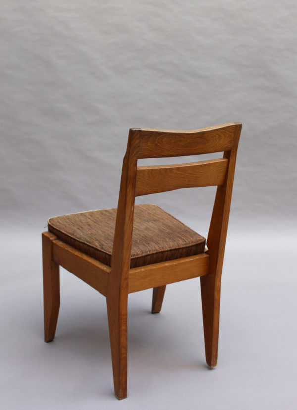 Set of 6 Fine French 1950s Oak Dining Chairs by Guillerme et Chambron - Image 9