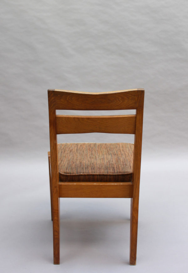 Set of 6 Fine French 1950s Oak Dining Chairs by Guillerme et Chambron - Image 10