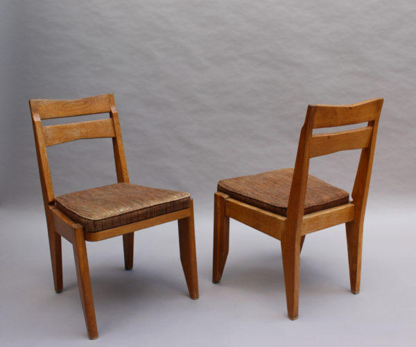 Set of 6 Fine French 1950s Oak Dining Chairs by Guillerme et Chambron - Image 3