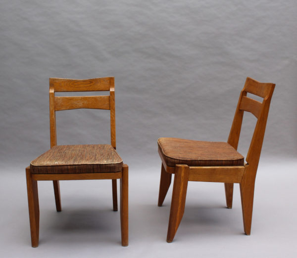 Set of 6 Fine French 1950s Oak Dining Chairs by Guillerme et Chambron - Image 5