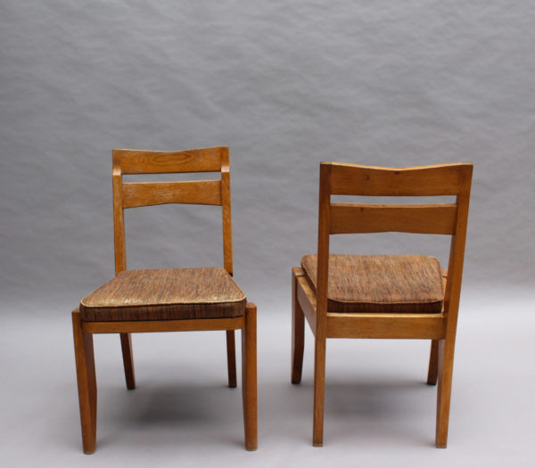 Set of 6 Fine French 1950s Oak Dining Chairs by Guillerme et Chambron - Image 4