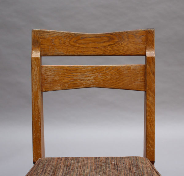 Set of 6 Fine French 1950s Oak Dining Chairs by Guillerme et Chambron - Image 11