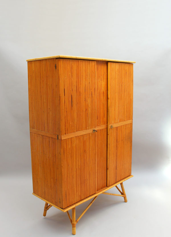 Fine French Mid-Century Bamboo Armoire - Image 3