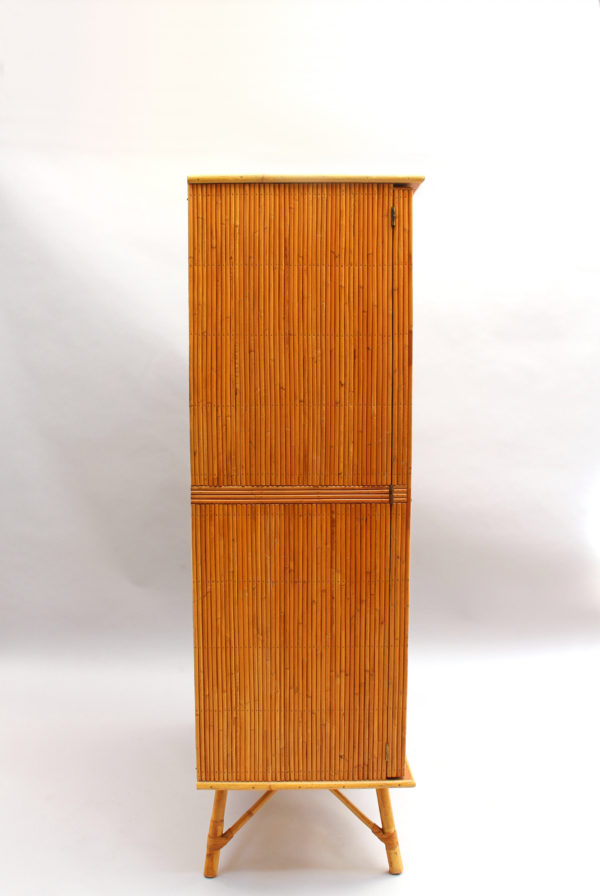 Fine French Mid-Century Bamboo Armoire - Image 4