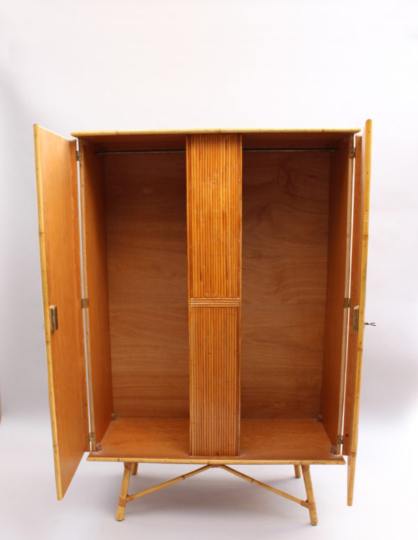 Fine French Mid-Century Bamboo Armoire - Image 8