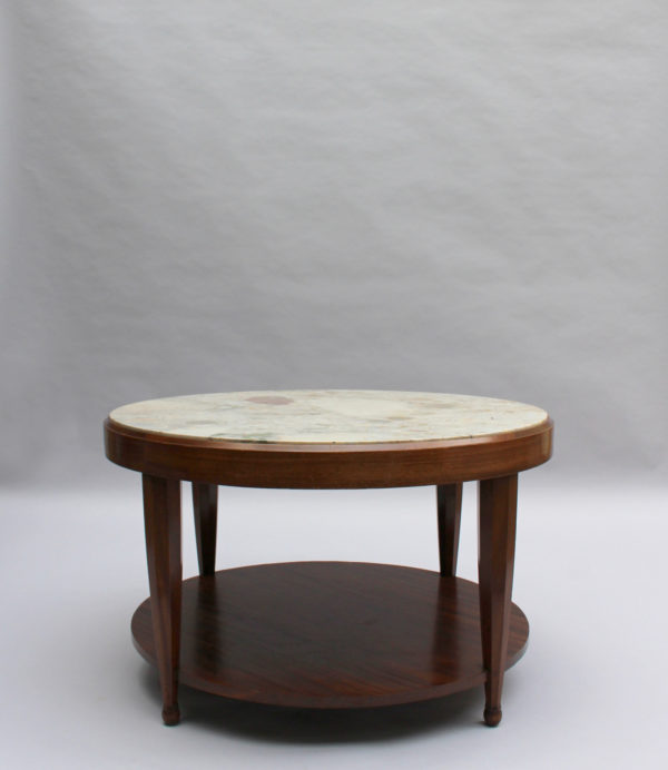 Fine French Art Deco Two-Tier Mahogany and Marble Gueridon - Image 4