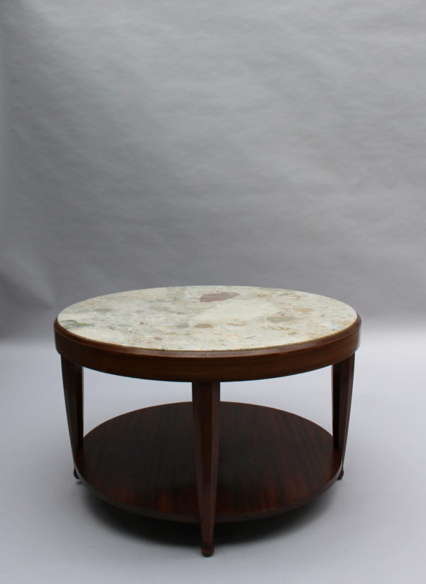 Fine French Art Deco Two-Tier Mahogany and Marble Gueridon - Image 3