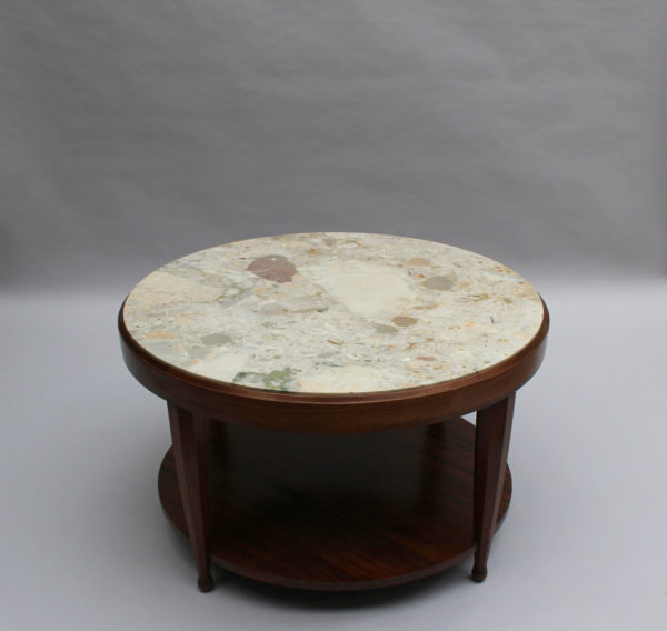 Fine French Art Deco Two-Tier Mahogany and Marble Gueridon - Image 5