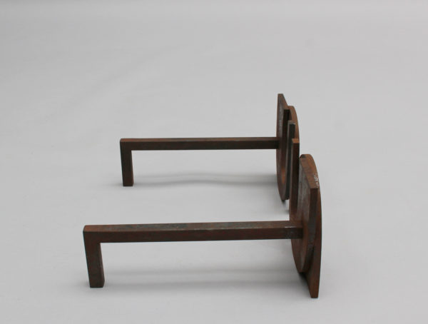 Pair of Small French Wrought Iron Modernist Andirons - Image 7