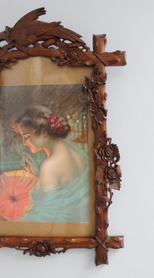 Fine French 1900s Hand Carved Frame with an Original Print - Image 4