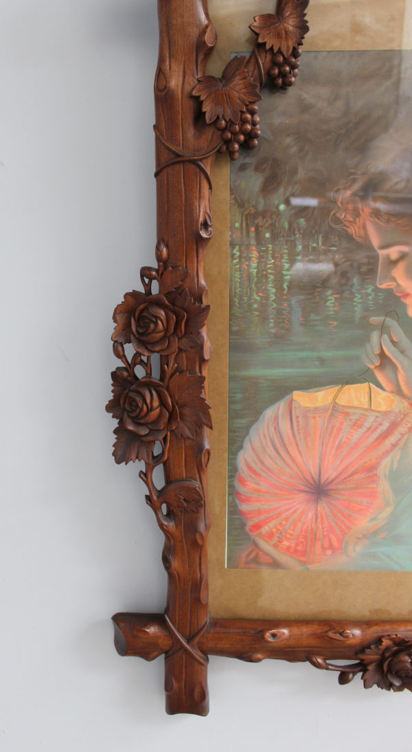 Fine French 1900s Hand Carved Frame with an Original Print - Image 6