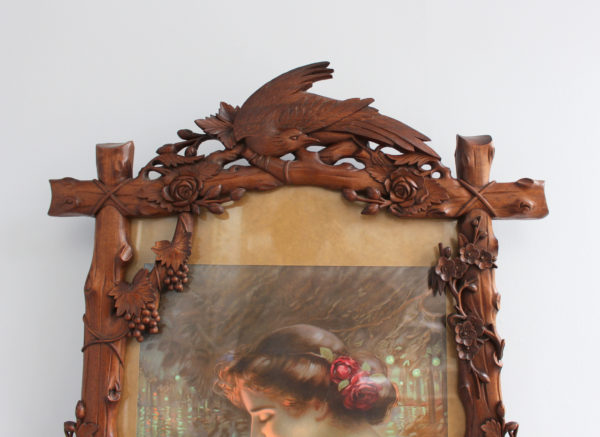 Fine French 1900s Hand Carved Frame with an Original Print - Image 5