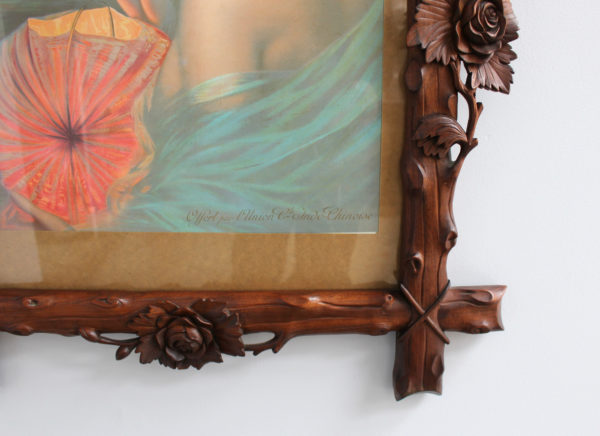 Fine French 1900s Hand Carved Frame with an Original Print - Image 7