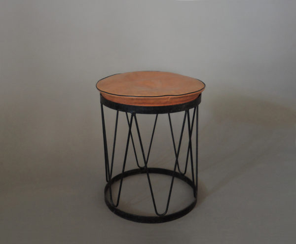 Fine French 1950s Metal and Leather Stool - Image 8