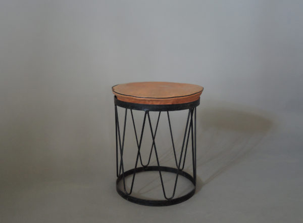 Fine French 1950s Metal and Leather Stool - Image 3