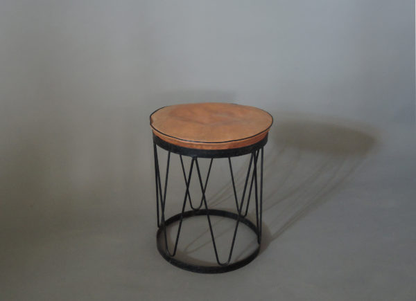 Fine French 1950s Metal and Leather Stool - Image 7