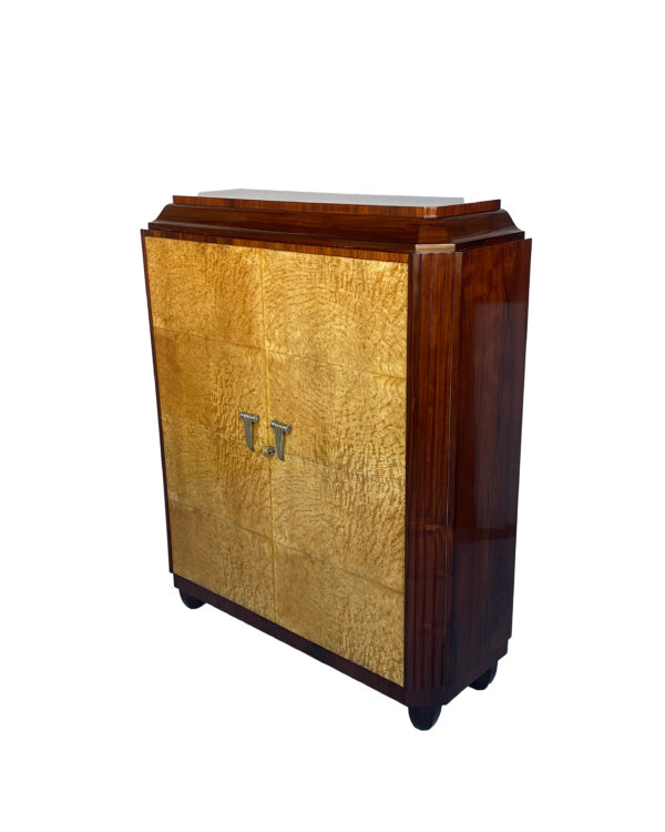 Fine French Art Deco Rosewood and Elm Burl Cabinet