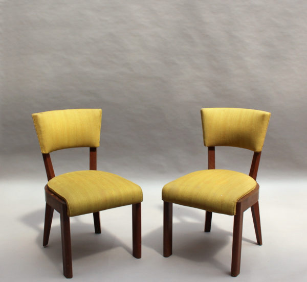 Set of 6 Fine French Art Deco Oak Dining Chairs by Dudouyt (Table Available) - Image 3