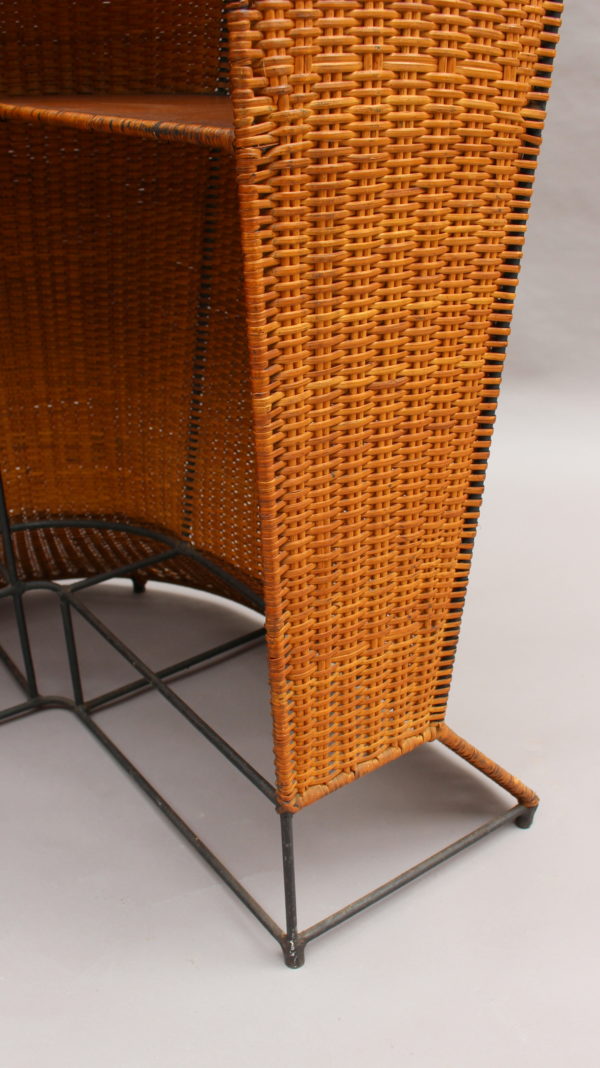 French Mid-Century Rattan Bar and 3 Matching Stools - Image 10