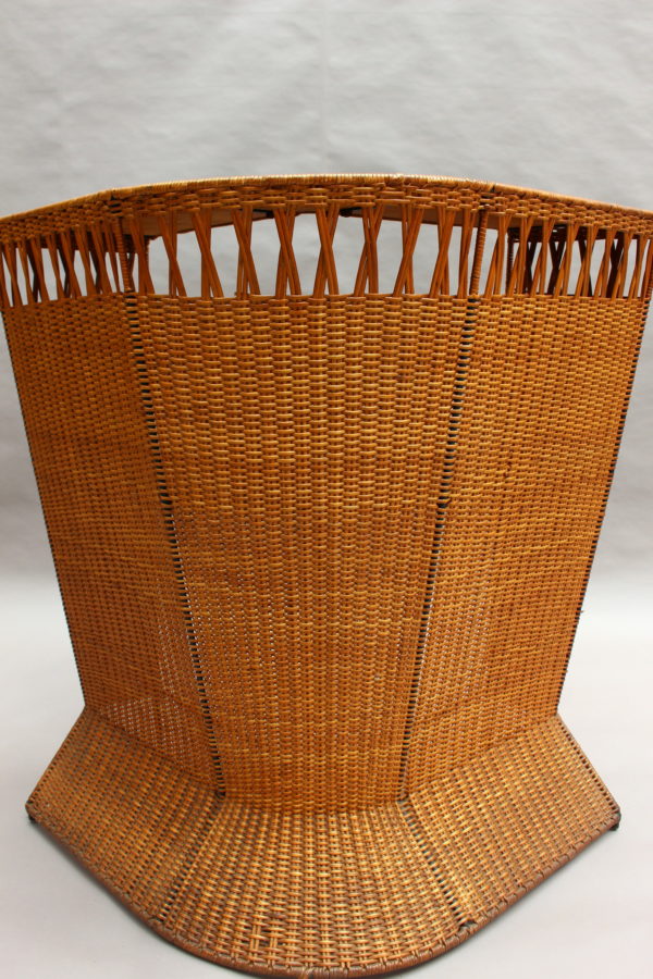 French Mid-Century Rattan Bar and 3 Matching Stools - Image 13