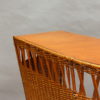 French Mid-Century Rattan Bar and 3 Matching Stools