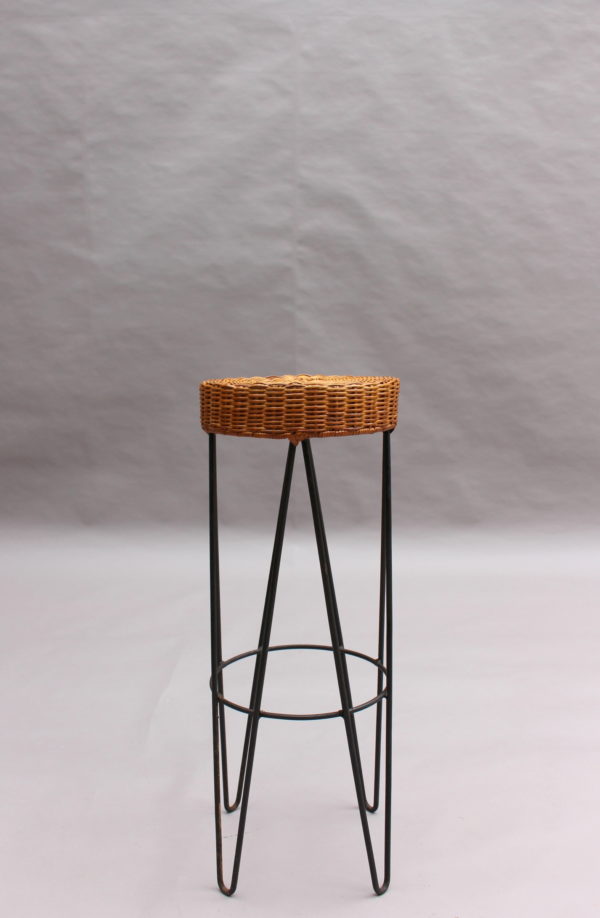 French Mid-Century Rattan Bar and 3 Matching Stools - Image 20