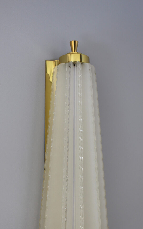 Pair of Fine French Art Deco Glass and Brass Sconces by Pierre Disderot - Image 8