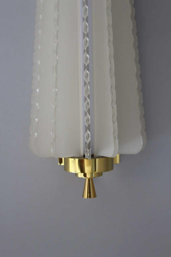 Pair of Fine French Art Deco Glass and Brass Sconces by Pierre Disderot - Image 9