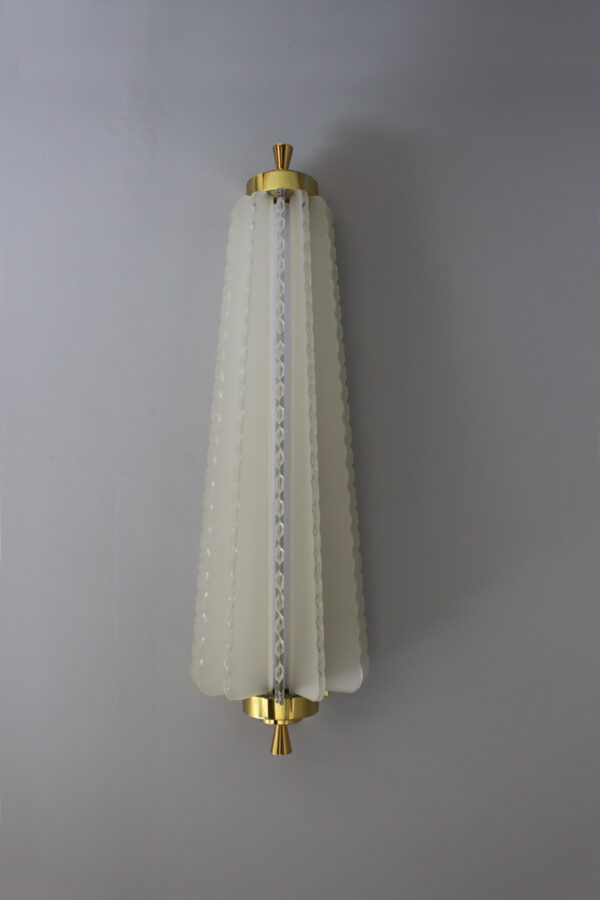 Pair of Fine French Art Deco Glass and Brass Sconces by Pierre Disderot - Image 6