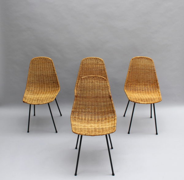 4 Mid-Century Rattan "Basket" Chairs by Gian Franco Legler - Image 2