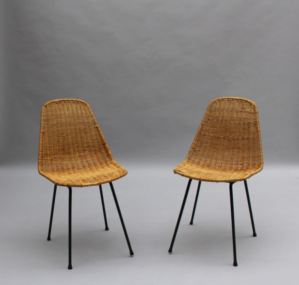 4 Mid-Century Rattan "Basket" Chairs by Gian Franco Legler - Image 4