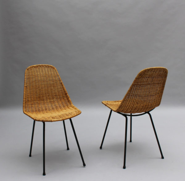 4 Mid-Century Rattan "Basket" Chairs by Gian Franco Legler - Image 5