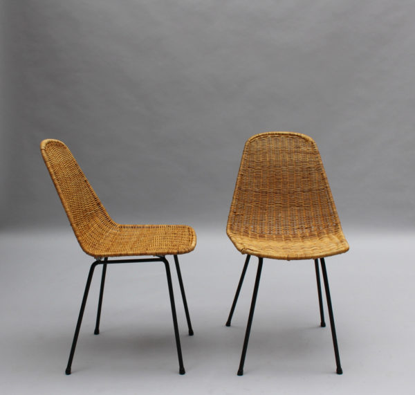 4 Mid-Century Rattan "Basket" Chairs by Gian Franco Legler - Image 6