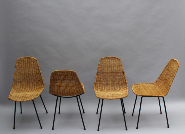 4 Mid-Century Rattan "Basket" Chairs by Gian Franco Legler - Image 3