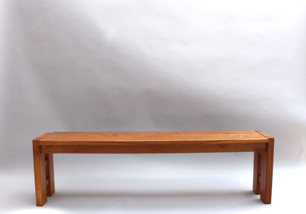 French 1970s Elm Bench by Maison Regain - Image 2