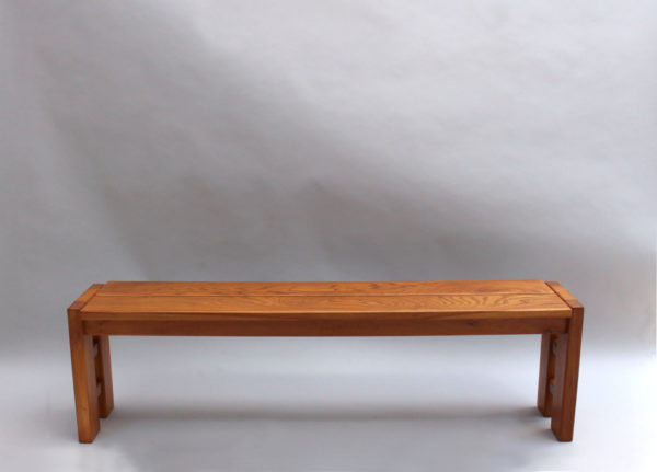 French 1970s Elm Bench by Maison Regain - Image 3