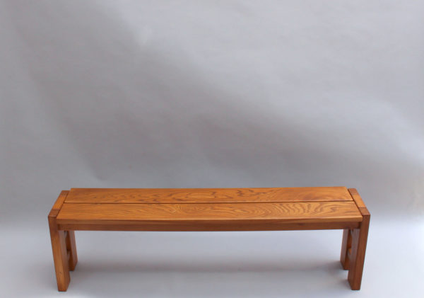 French 1970s Elm Bench by Maison Regain - Image 4