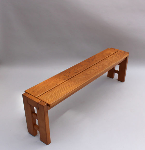 French 1970s Elm Bench by Maison Regain - Image 5