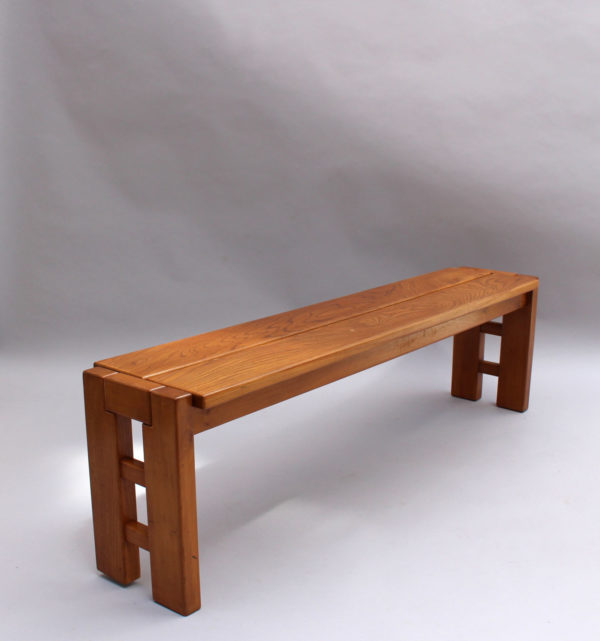 French 1970s Elm Bench by Maison Regain - Image 6