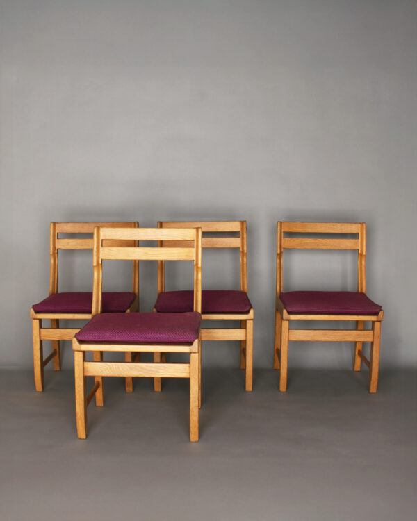 Set of 4 Fine 1970s Oak Dining Chairs by Guillerme & Chambron - Image 11